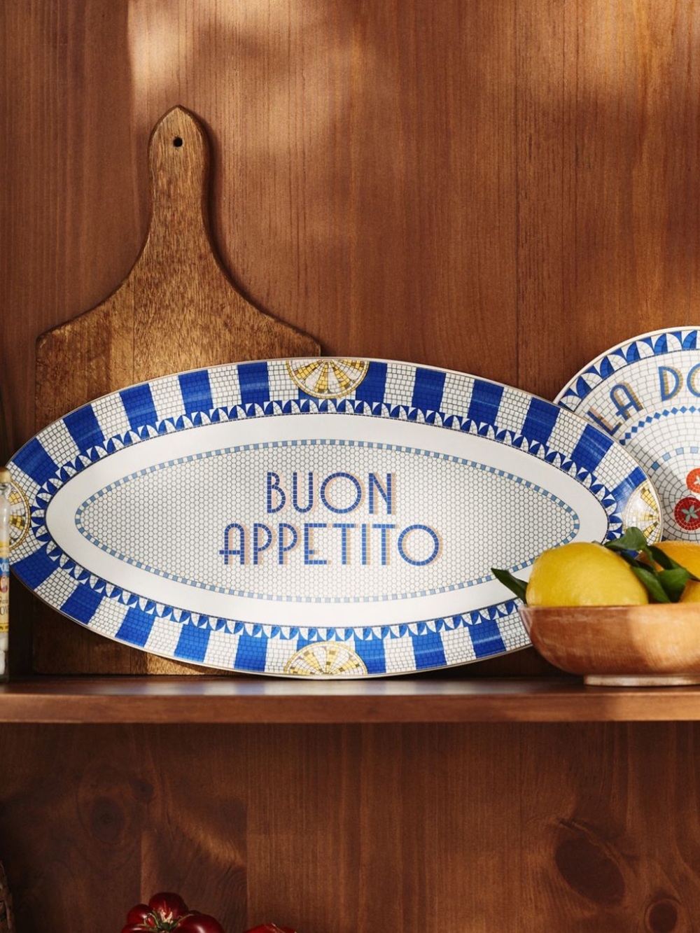 Anthropologie Bistro Tile Stoneware 24k Gold Accent Italia Platter NEW 🍋